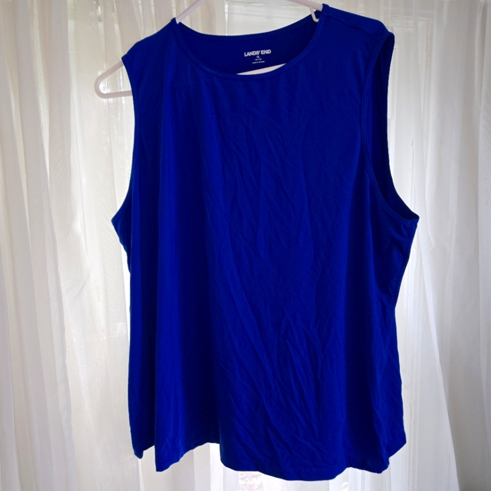 Lands' End Women's Royal Blue Rashguard Sleeveless 1x Spf50